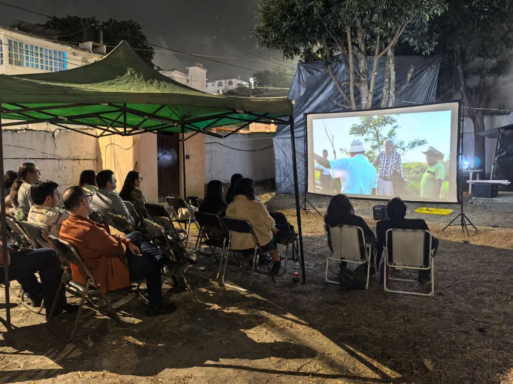 Función de Tochan en Xalapa — público viendo la proyección